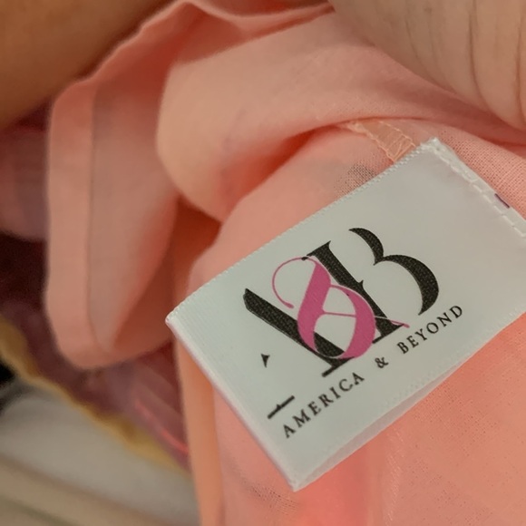 AMERICA & BEYOND NOAH STRIPE TUNIC DRESS Rainbow Stripe Cover UP size L shimmer - Picture 7 of 14